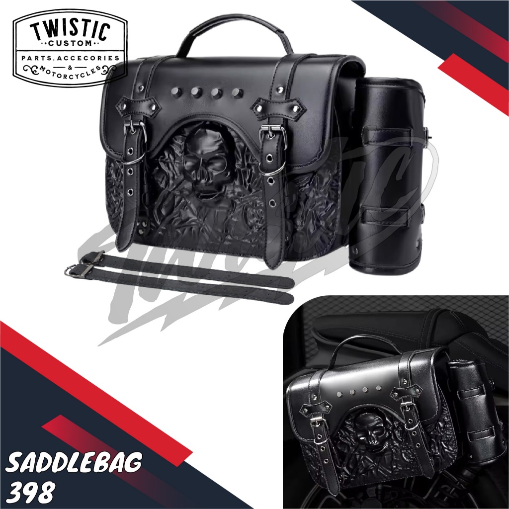 Side Bag Saddle Bag Saddlebag 398 Tas Kulit Samping Pannier Motor Harley Davidson Vulcan 650 Honda R