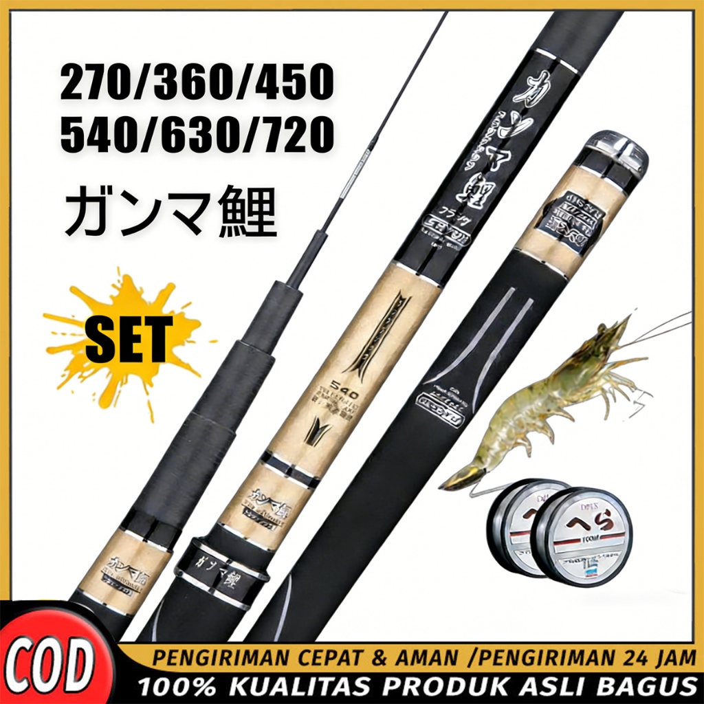 270-720 Joran Pancing Tegek Set 1 Set Karbon High Kualitas Tinggi Super Ringan Serat Kaca Keras Jora