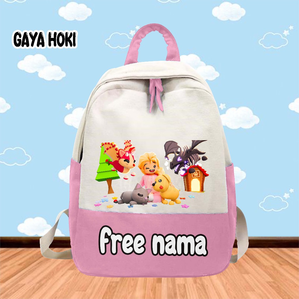 [FREE NAMA] Tas Ransel Tas Anak Sekolah TK/SD Gambar Adopt Me Roblox Hewan Lucu