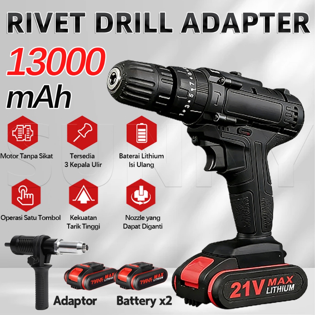 Adaptor Rivet Elektrik Bor Listrik Kecil Sunyi Adaptor Bor Rivet 3.2/4.0/4.8 mm Untuk Mesin Bor Alat