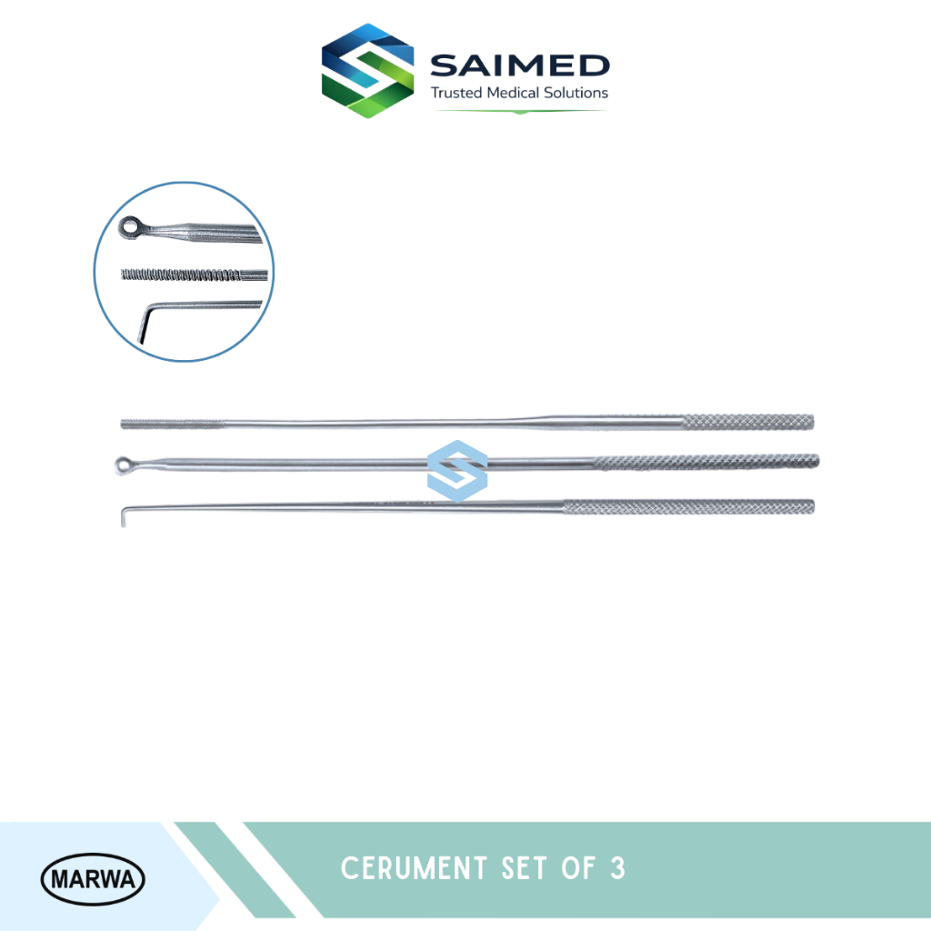 Cerument THT Set of 3 / Cerumen Set Serumen Set Sendok Serumen Kait Serumen Pelilit Kapas