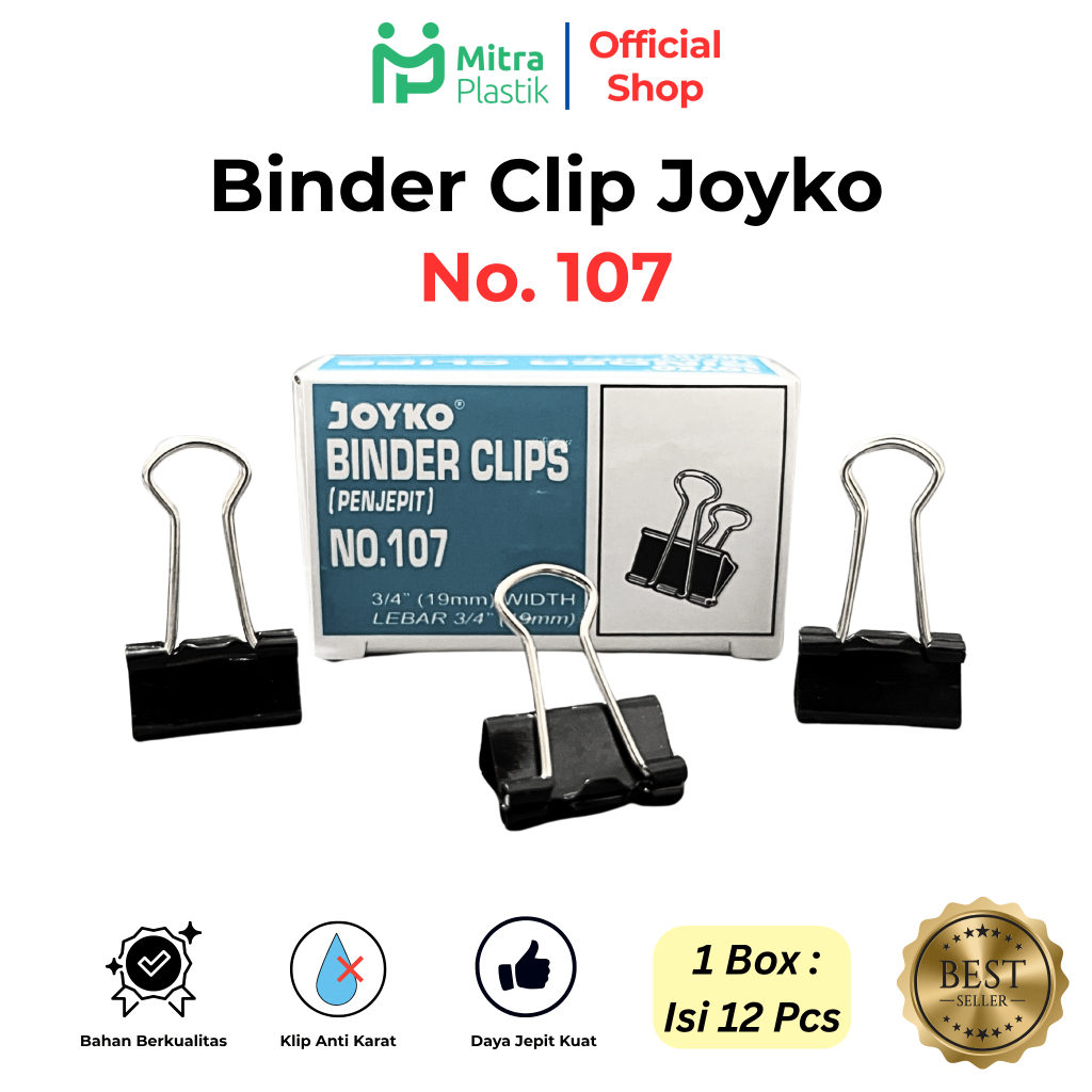 Binder Clips Joyko Binder Clips No 107 Penjepit Kertas Paper Clip Besar Paper Clip Hitam