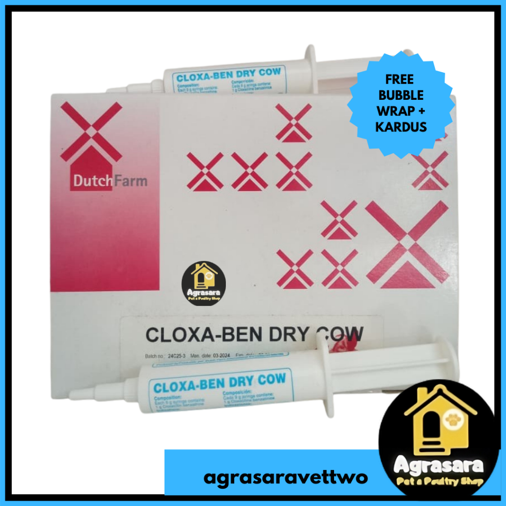 Cloxa-ben Dry Cow 9 gram 1 BOX (isi 24 syringe) - obat mastitis ternak masa kering MIRIP DEPOLAC