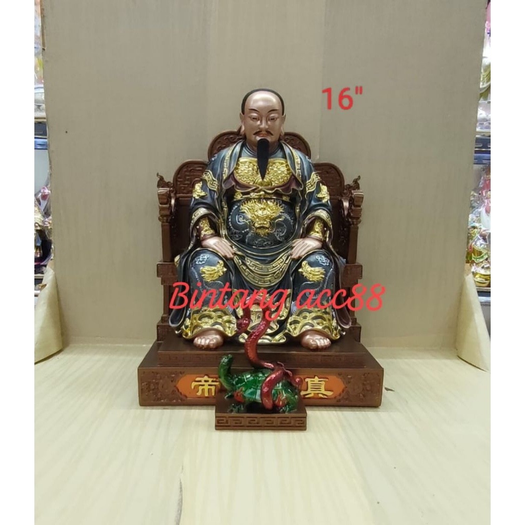 patung dewa hian tian shang ti / siong te kong - duduk - fiber - 16inch