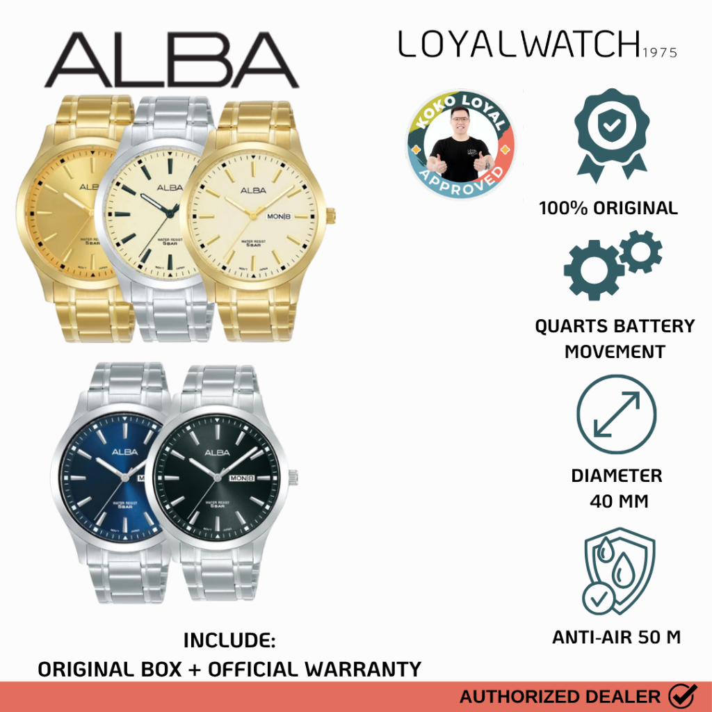 Jam Tangan Alba Analog Pria AJ6148 AJ6151 AJ6158 AJ6161 AJ6150 AJ6155 AJ6157 Stainless Steel Origina