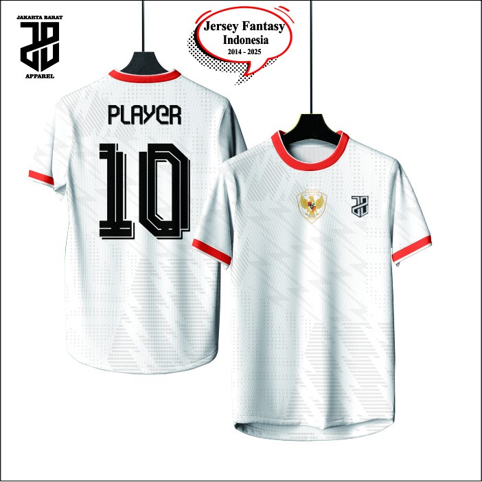 Jersey Fantasy Timnas Indonesia Away 2010/2014 - 2025 Bahan EMBOSH Premium Model Basic Nyaman, dipak