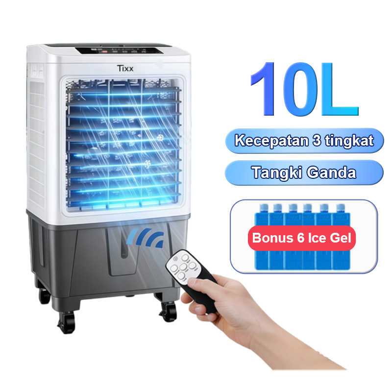 TIXX 10L Air Cooler Kipas Angin 3 Kecepatan Pendingin Tangki Besar & Remote Kipas Angin