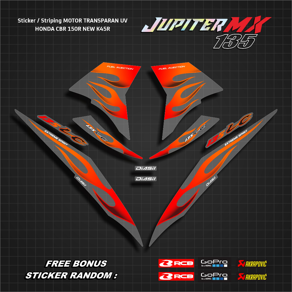 Striping TransparanUV  Motor Jupiter Yamaha MX 135 EXCITER 135 LC 135 RC 135 Tahan Lama Anti Gores