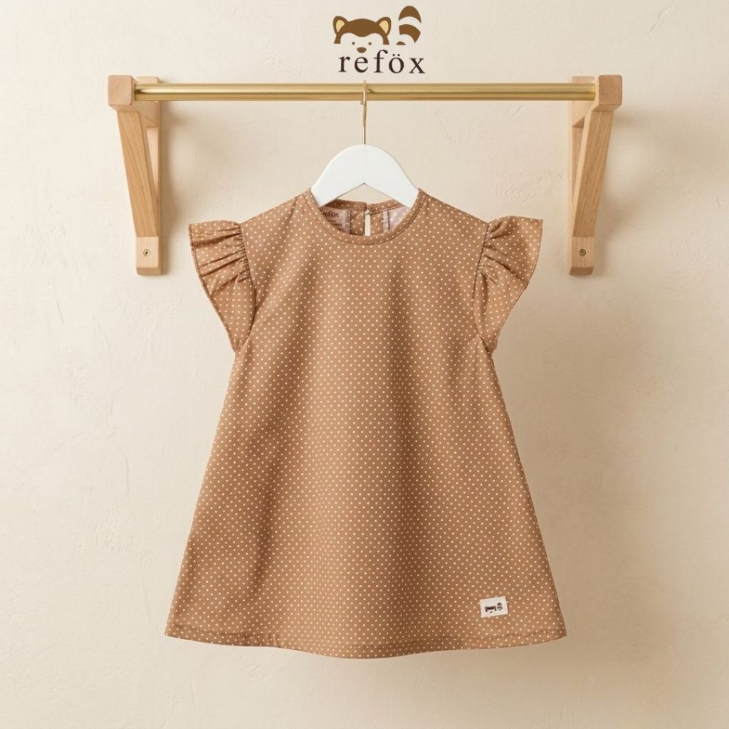 (2-3 tahun) REFOX Kids Dress Anak Perempuan Motif  Dot Brown