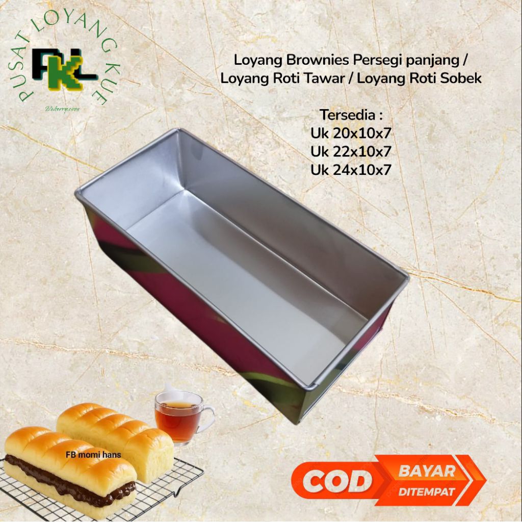 Loyang Brownies Persegi Panjang / Loyang Roti Sobek / Loyang Roti Tawar Uk 20x10x7 | 22x10x7 | 24x10