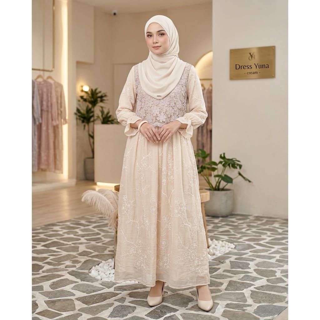 Gamis korean wanita Gamis midi remaja gamis brukat