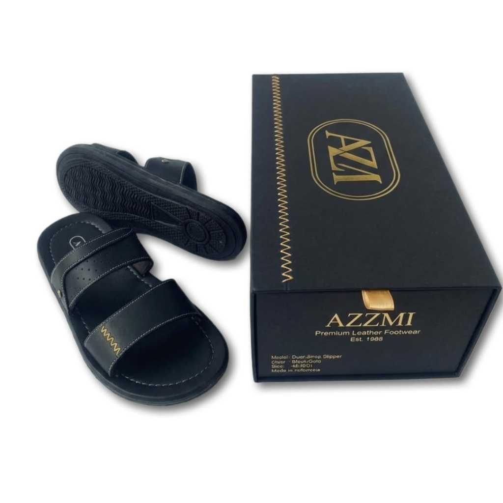 Sandal Pria Kulit Asli 100% Hitam - Sandal Selop Kulit Pria Premium