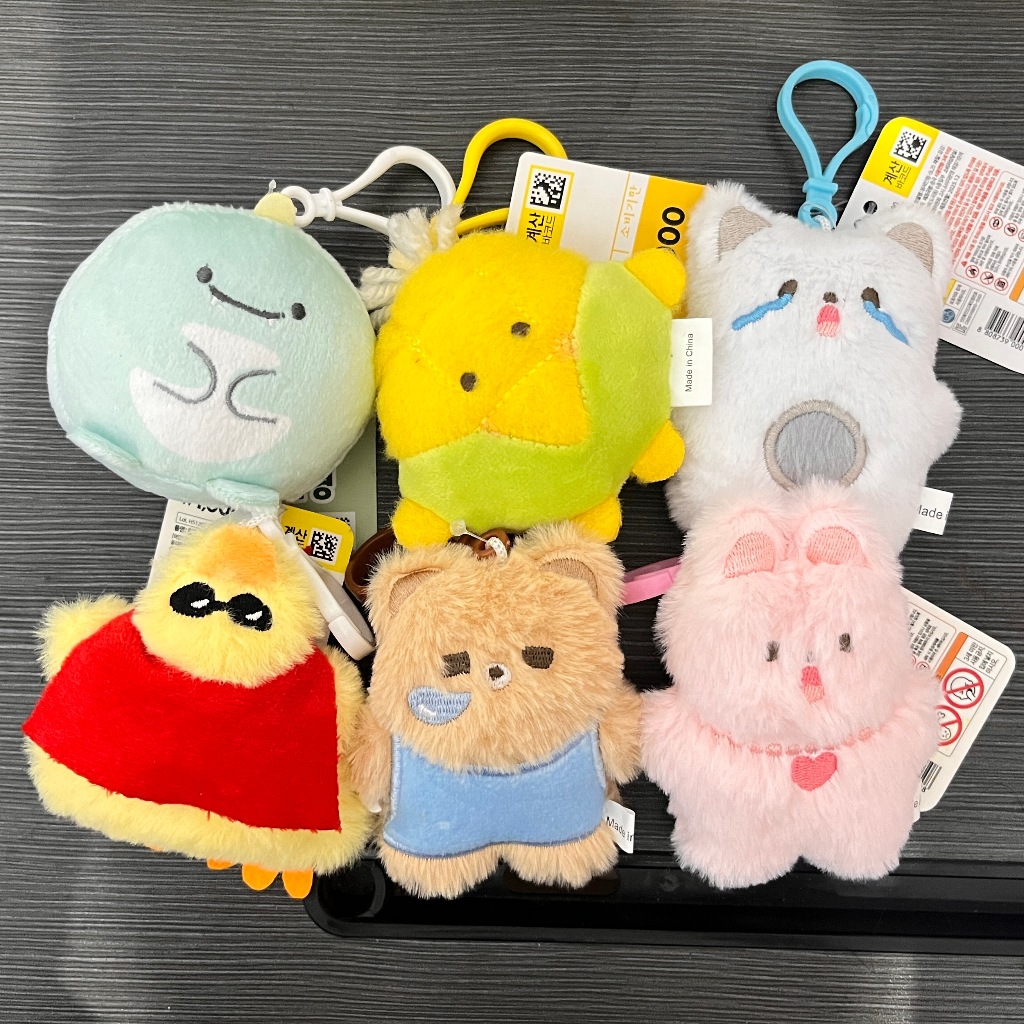 DAISO Keychain - Gantungan Kunci Keychain Karakter Boneka Plush Lembut Lucu Korea