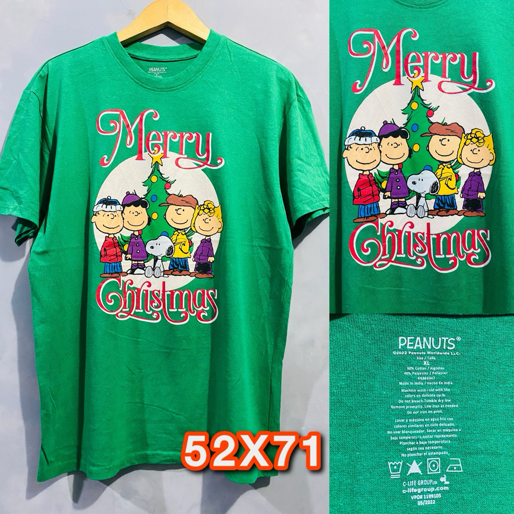 Kaos Peanuts Snoopy Merry Christmas Green Original - Size XL second