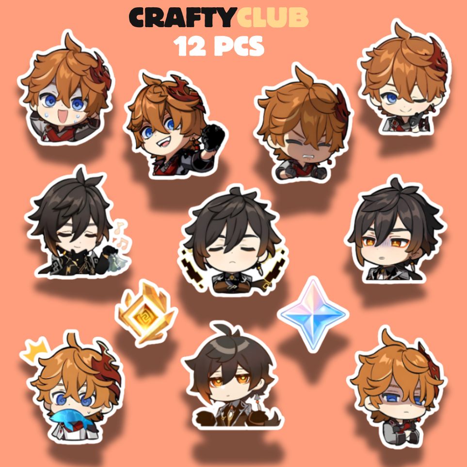 Morax, Zhongli and Childe Sticker Genshin Vinyl Waterproof