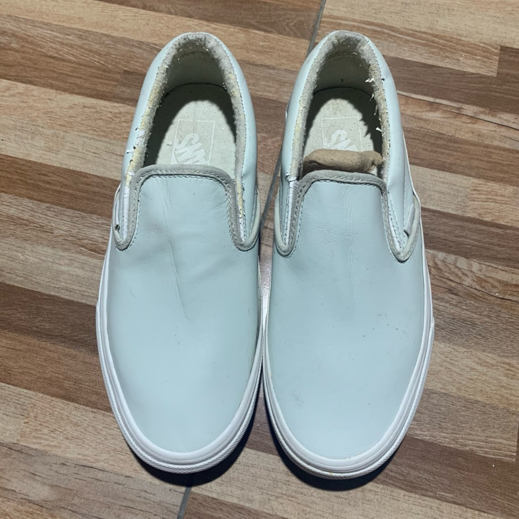 Vans Off The Wall Light Blue Slip On Leather
