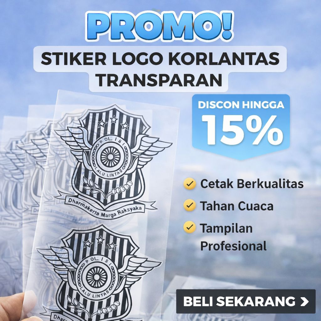 (Siap Kirim) Stiker Logo Korlantas, Stiker Mobil Logo Korlantas, Stiker Transparan Hitam Logo Korlan