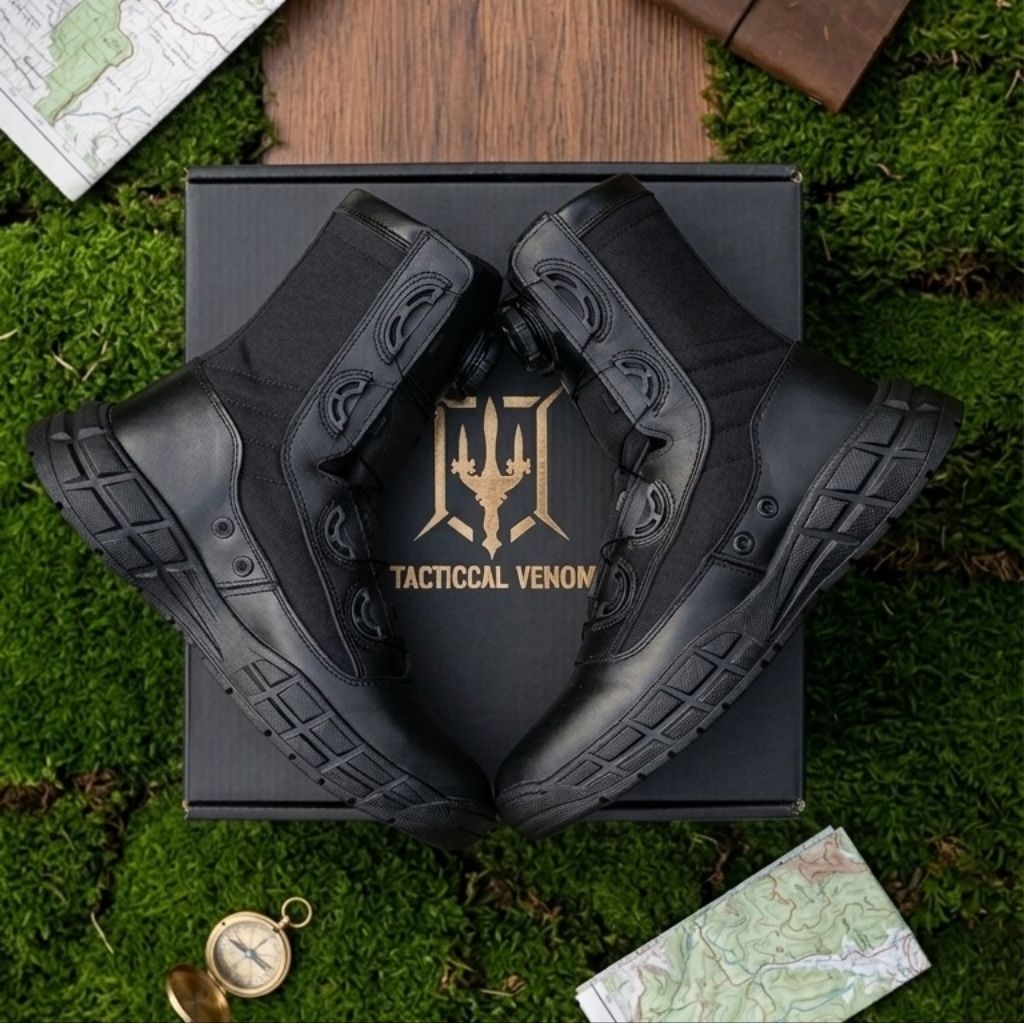 TACTICAL VENOM || Sepatu PDL Tali putar TNI / POLRI Kulit Asli Terbaru