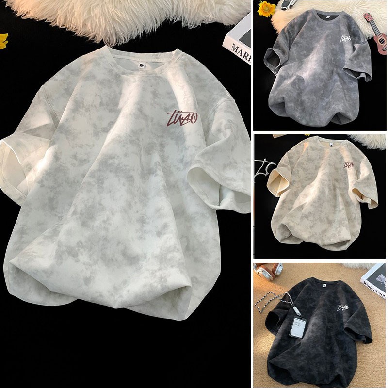 Kaos boxy pria Kaos pria T-shirt pria Atasan korean style Tie dye Kain nyaman Bahan tebal