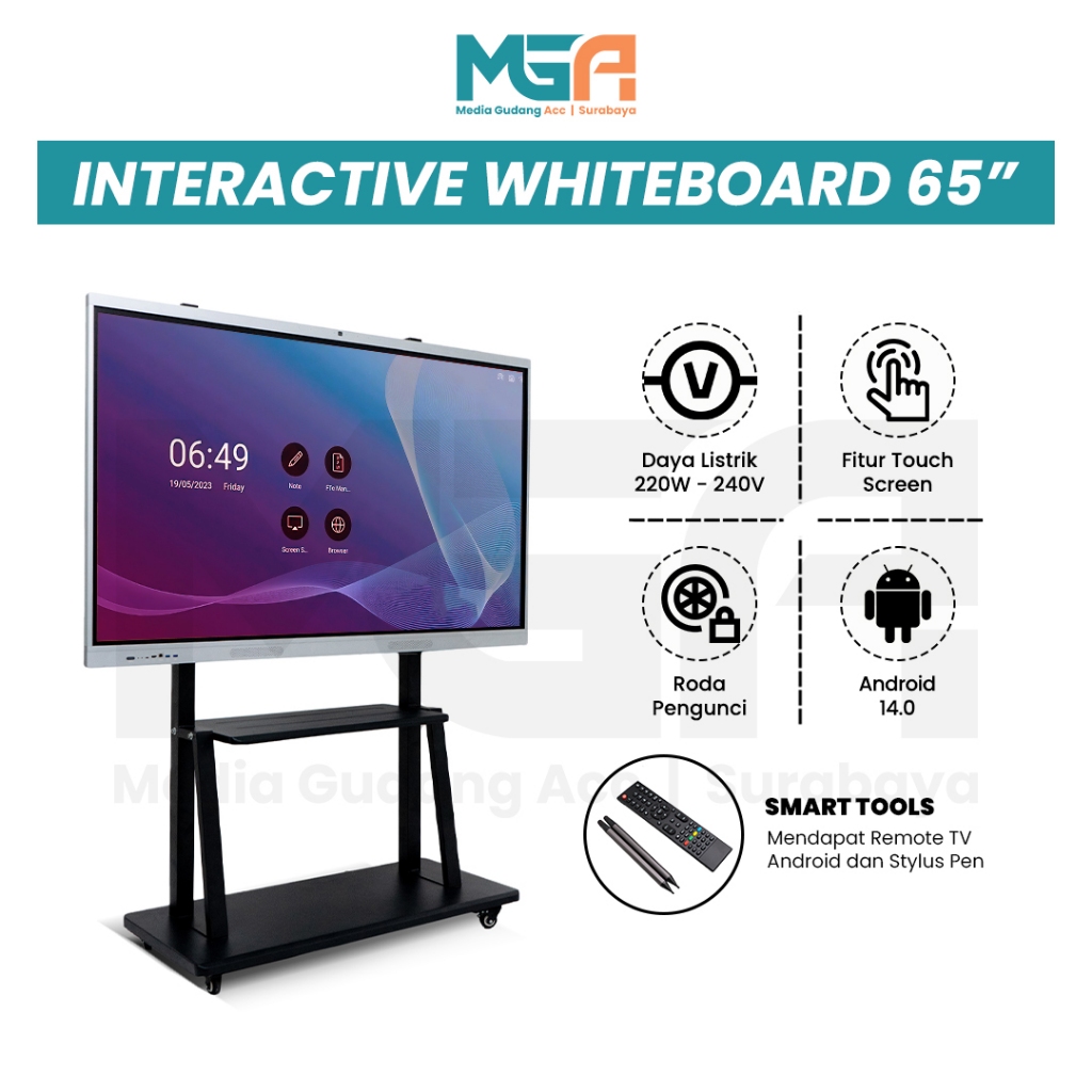 Interactive Whiteboard Touchscreen 65” | Smart TV Edukasi & Presentasi