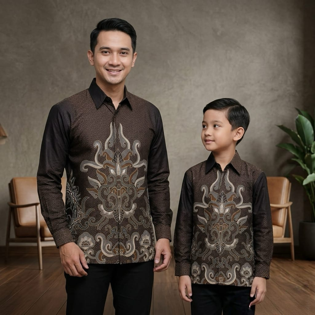 Batik Couple Ayah Dan Anak Katun Solo Premium Batik Pasangan Bapak Anak Motif Simple Katun Solo