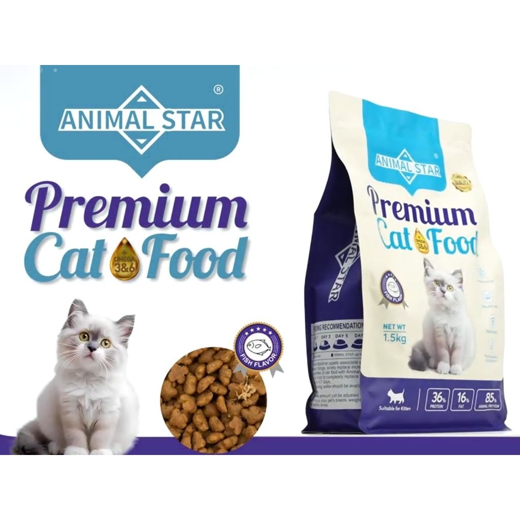ANIMAL STAR 1,5kg premium cat food makanan kucing kering dry food kucing ukuran 1,5kg makanan kucing