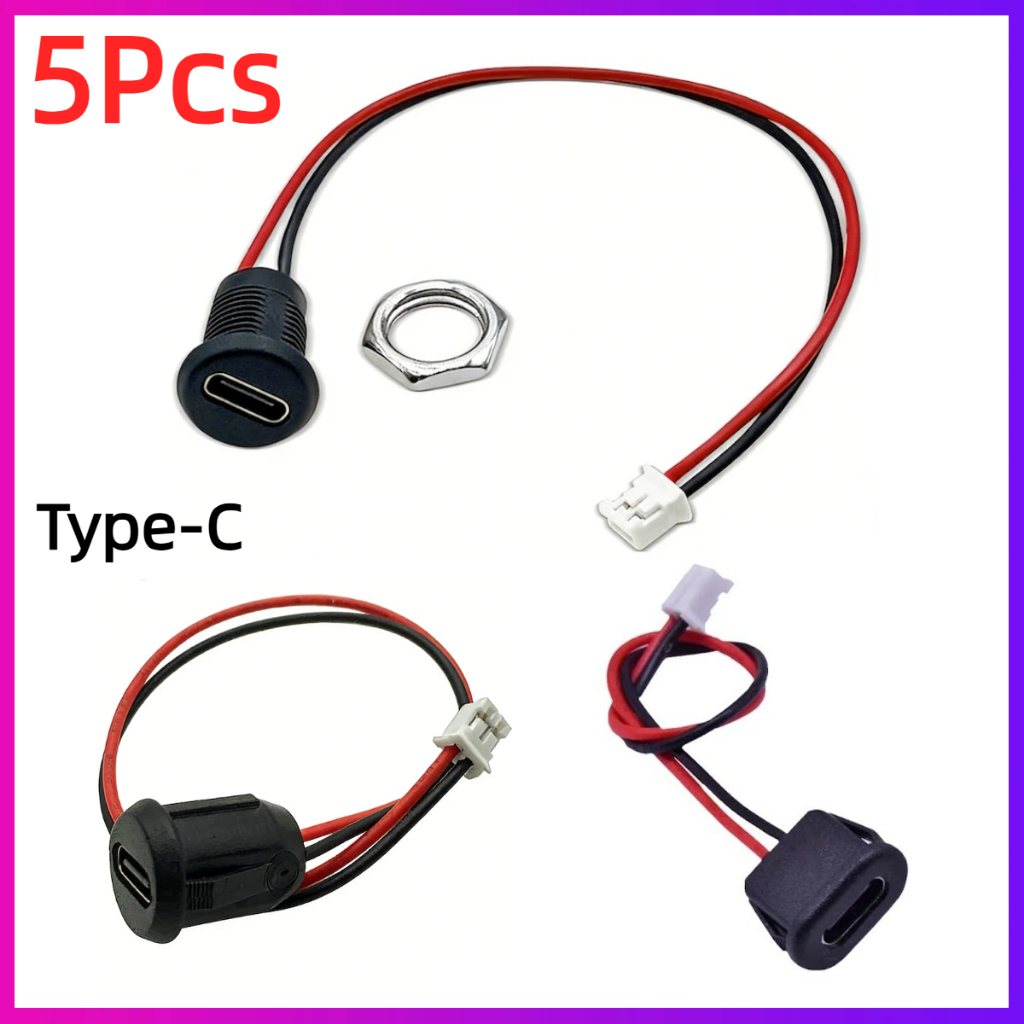 Soket USB Tipe C Bulat Waterproof Konektor Cas Tipe C Betina 2 Pin Port Cas Anti Air Jack Tipe C Tah