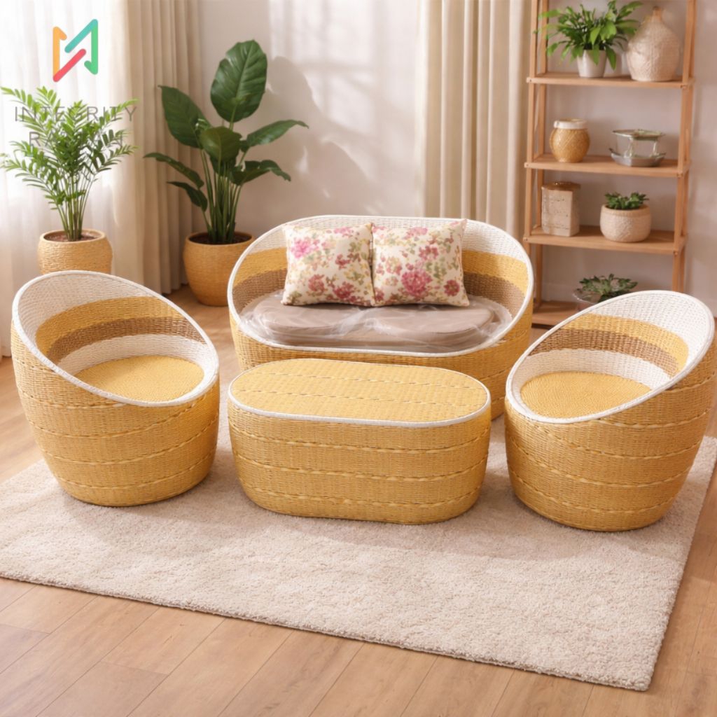 Sofa Rotan Gentong Putri Sintetis Minimalis - Pilihan Warna Tersedia - Furniture