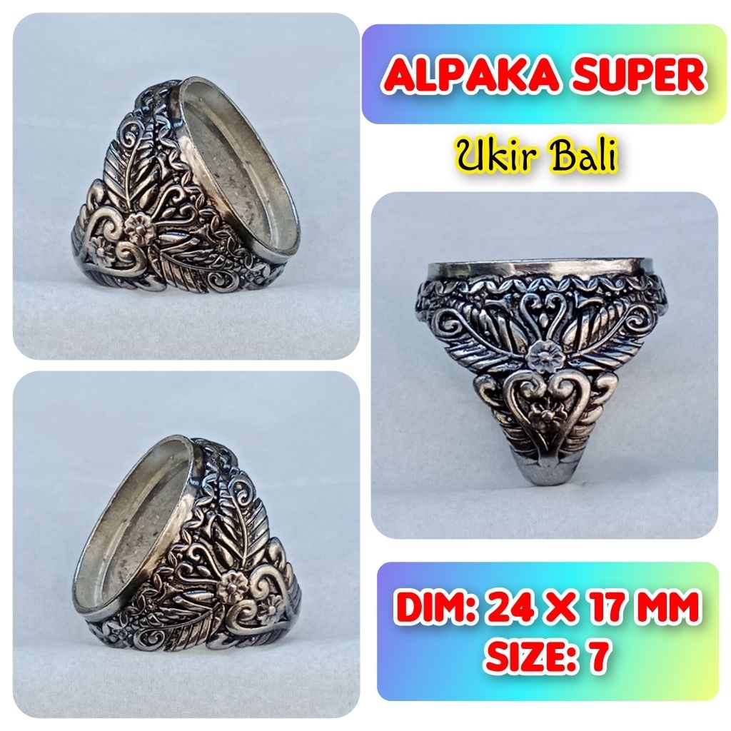 cincin emban batu akik batu permata alpaka super ukir Bali.02