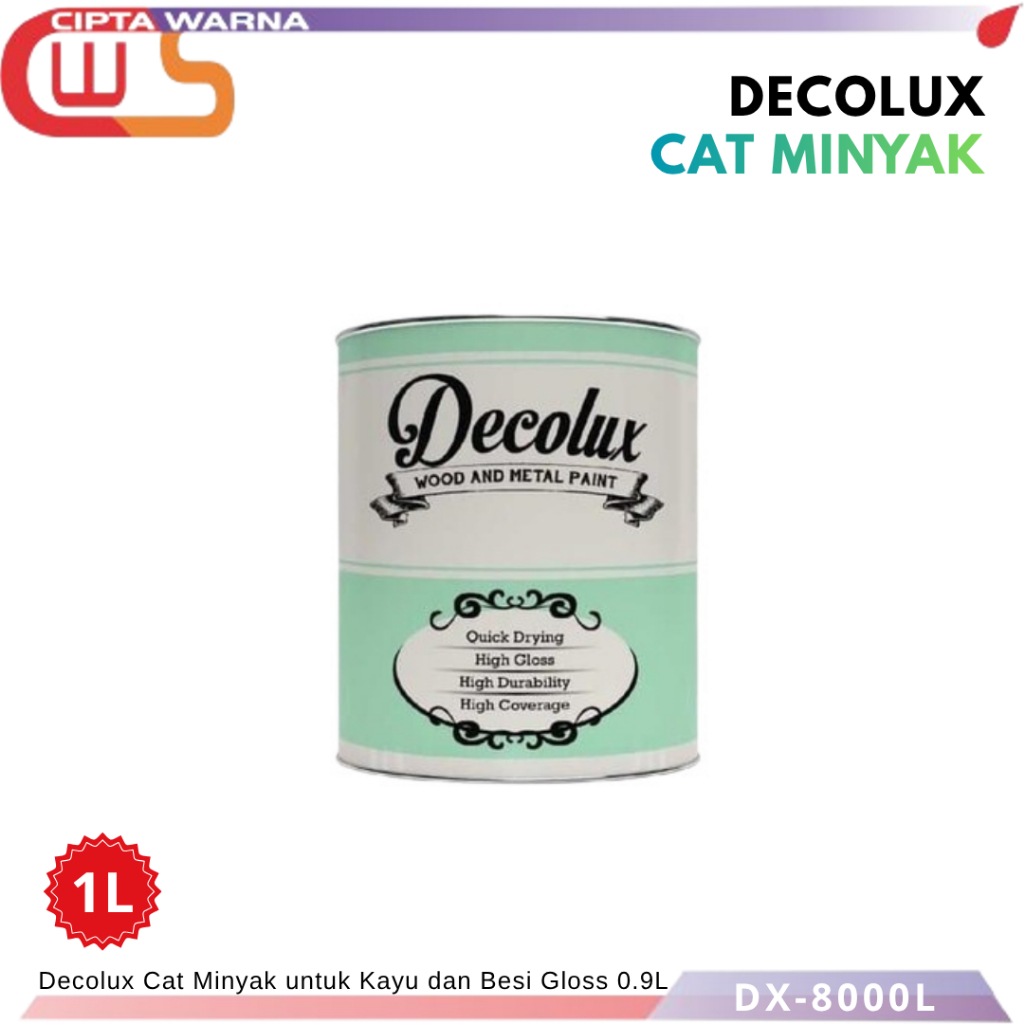 Decolux Cat Minyak untuk Kayu dan Besi Gloss 0.9L Warna Agung - B5 CWS