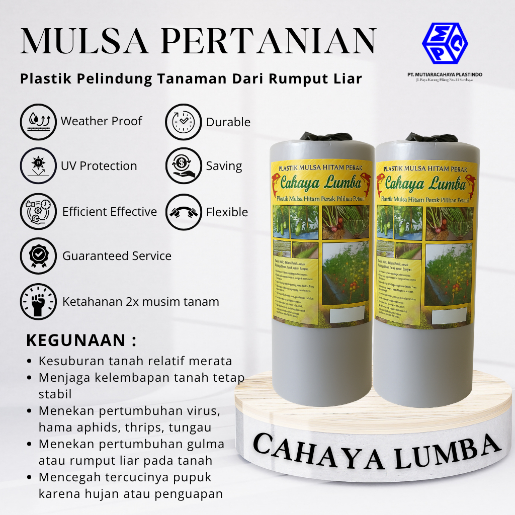 Plastik Mulsa Cahaya Lumba tebal 27.5 mic, lebar 50/100 cm, panjang 630 mtr