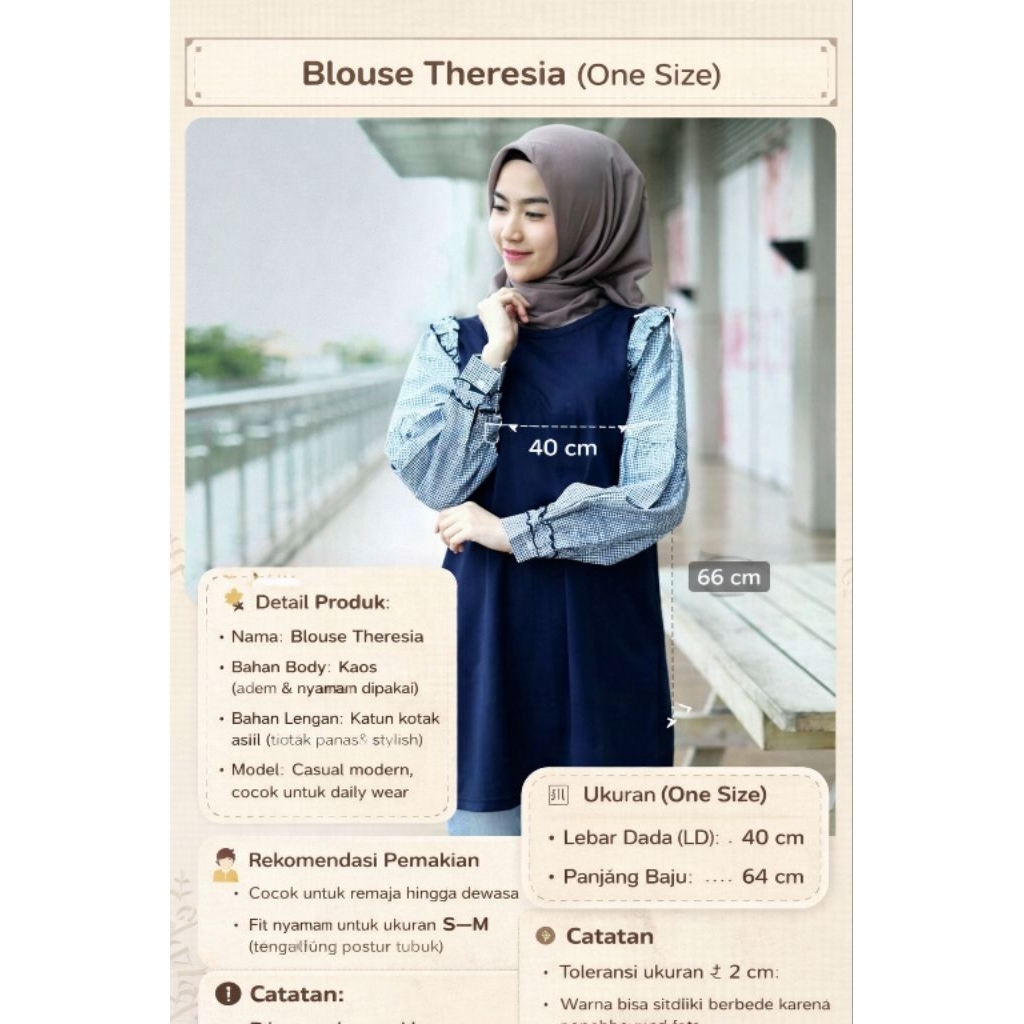Blouse Theresia . Atasan Wanita . Kaos . Kaos Raglan