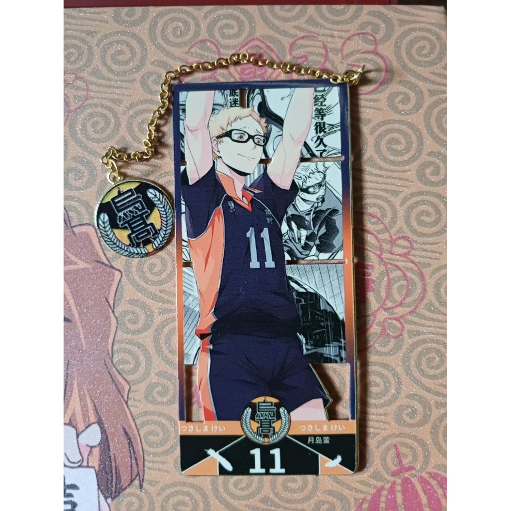 Bookmark / pembatas buku metalik karakter anime haikyu - (Tsukishima/Yamaguchi/Taketora Yamamoto/Tak