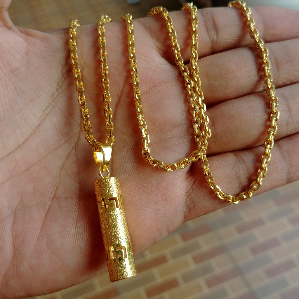 Kalung Bandul Bambu Pasir Ukir Lapis Emas Goldplated Pasir Sepuh Emas