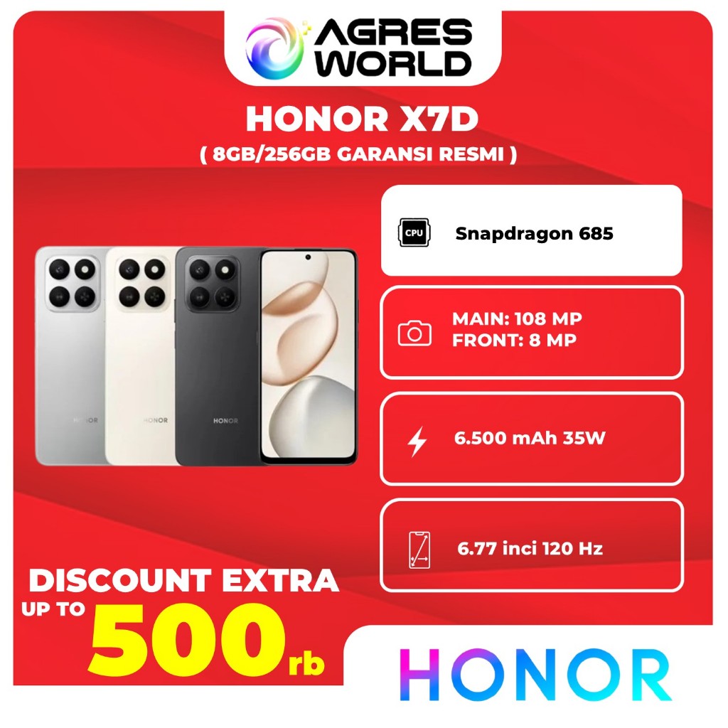 Honor X6C 6/256GB - MediaTek Helio G81 Ultra - 5300mAh 35W - Garansi Resmi Honor Indonesia
