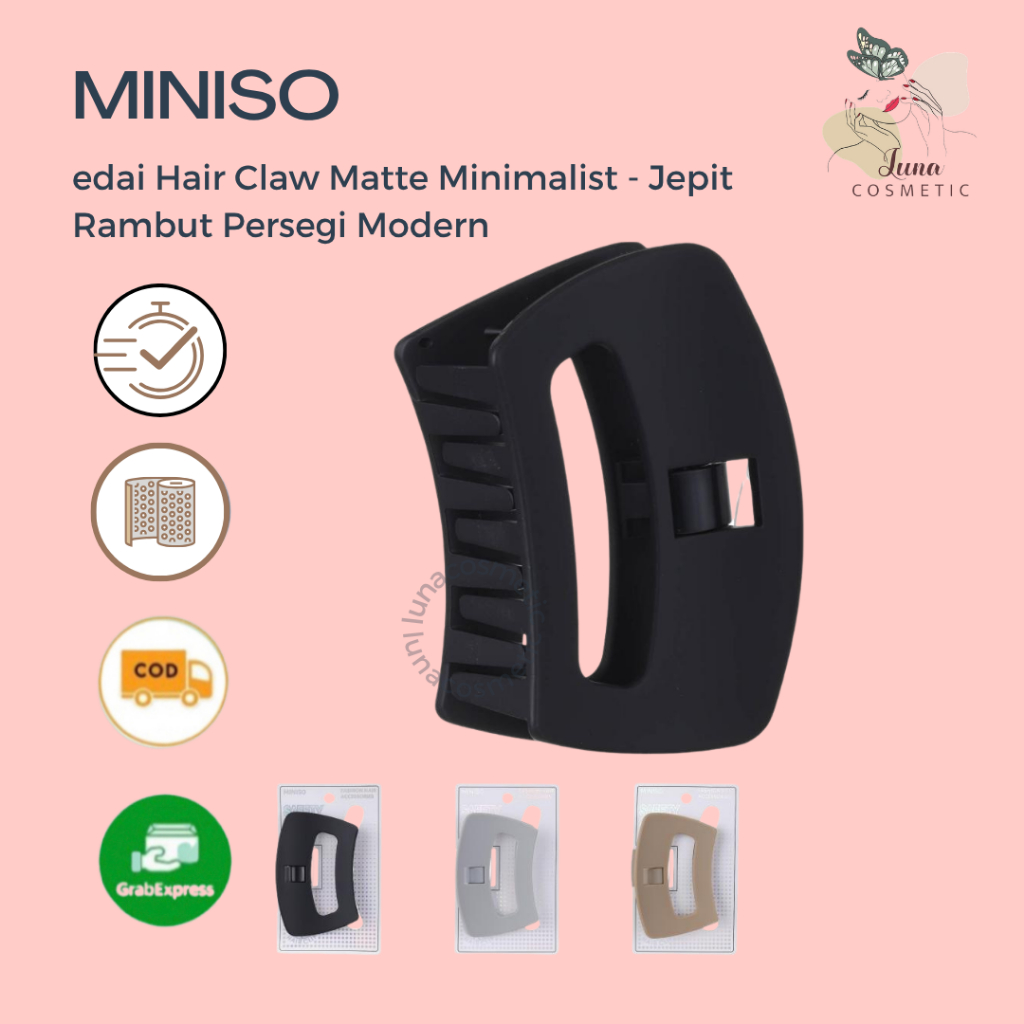 Miniso Jedai Hair Claw Matte Minimalist - Jepit Rambut Persegi Modern