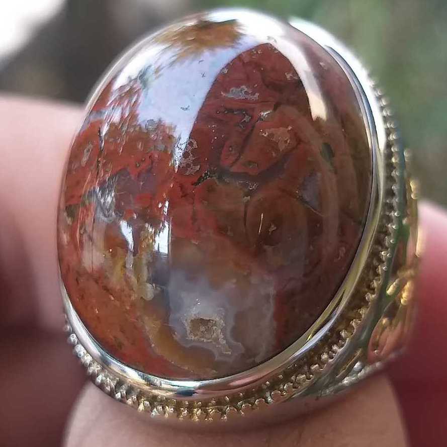 Batu Akik Pancawarna Asli Klawing Motif Kristal Semi Combong Unik Langka Istimewa