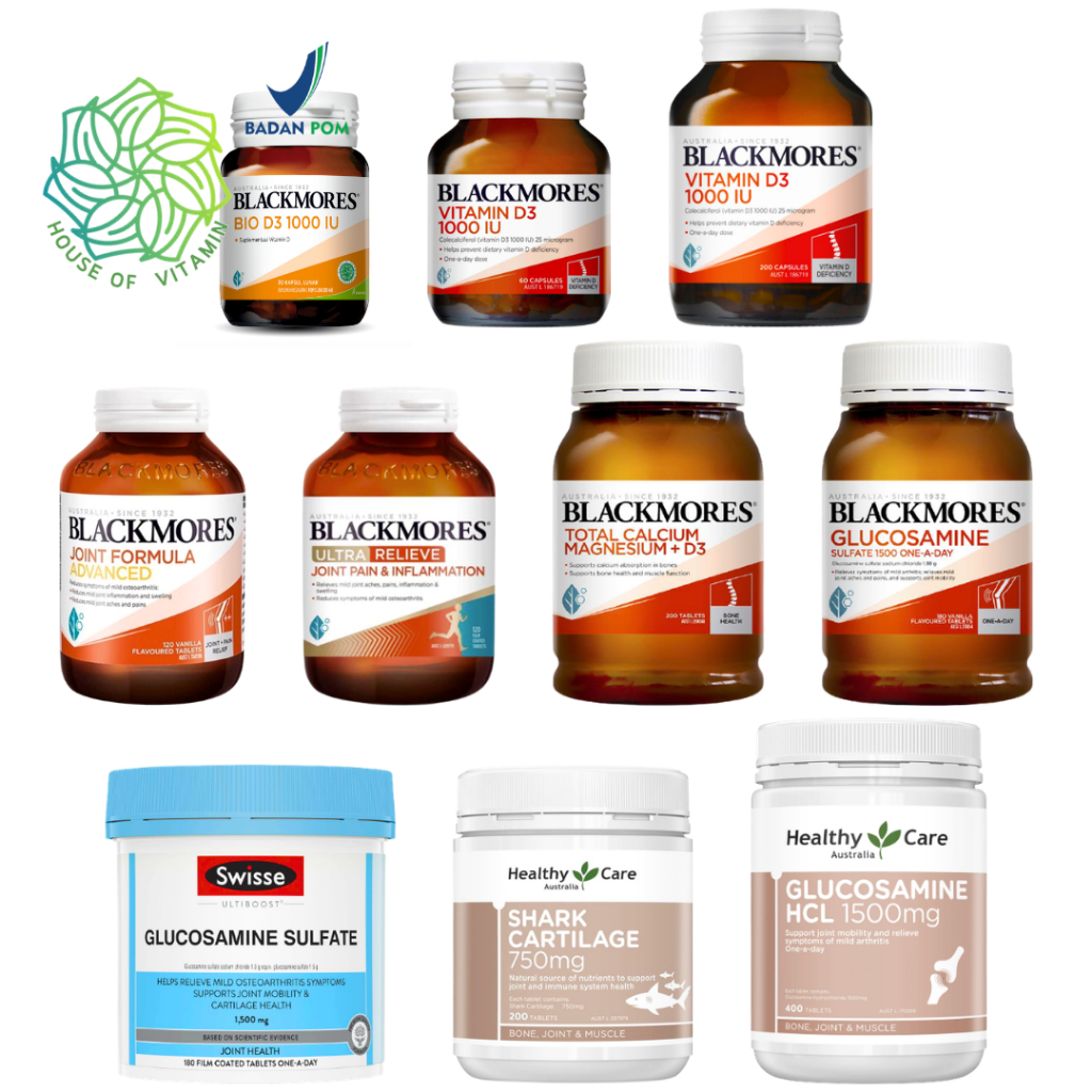 Healthy Care Glucosamine 1500mg 400 1500 mg 180 Tablet Bio D3 1000 iu 30 60 Kapsul Vitamin D 1000iu 