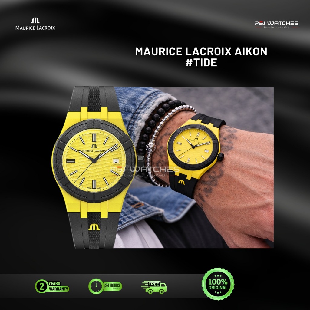 MAURICE LACROIX Aikon Black Dial Yellow Rubber - AI2008-70070-300