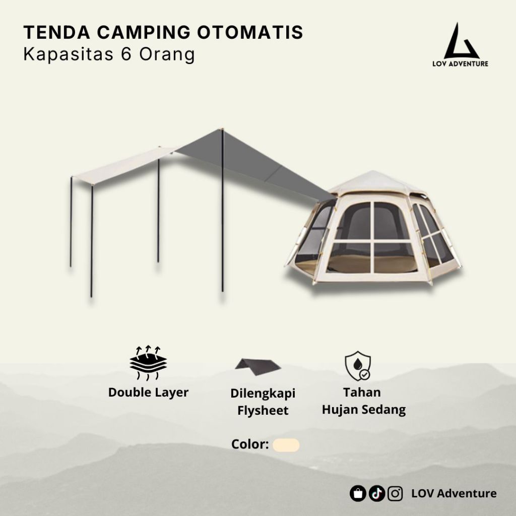 Tenda Camping 6 Orang – Tenda Otomatis Waterproof Anti UV untuk Keluarga