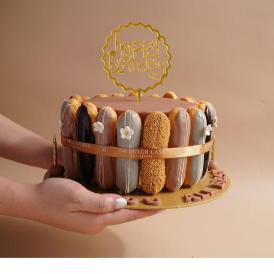 Eclairs Tower choux cake kue hampers gift set kado