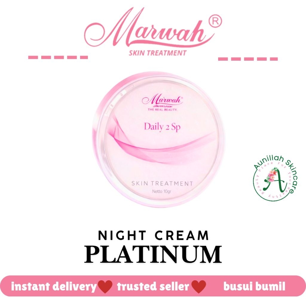 Marwah Skincare Night Cream Platinum Krim Malam Sensitif 10gr