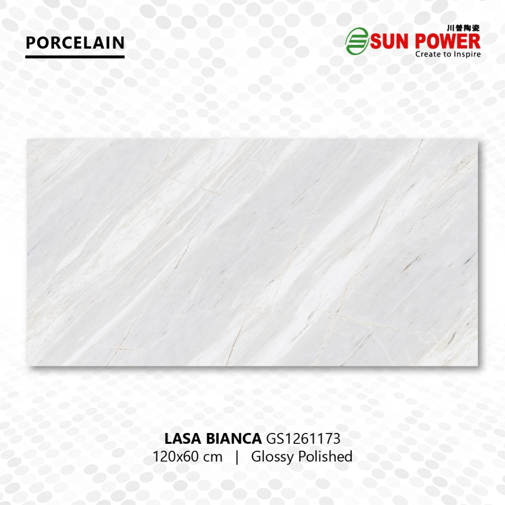 SUN POWER Lasa Bianca 60x60 | 120x60 Glazed Polished - Granit Tiles Lantai & Dinding Sun Power Ceram
