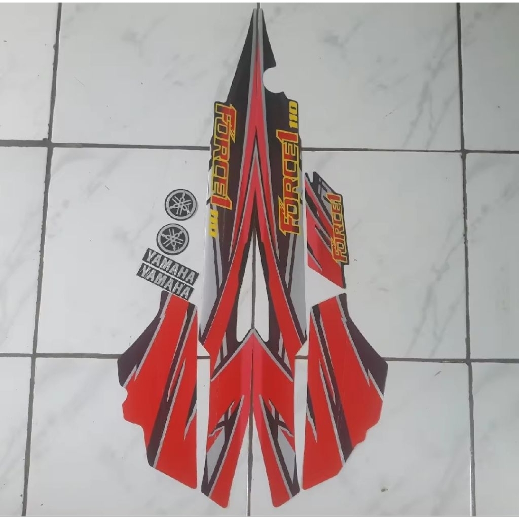 sticker striping motor  yamaha force 1 1994 merah