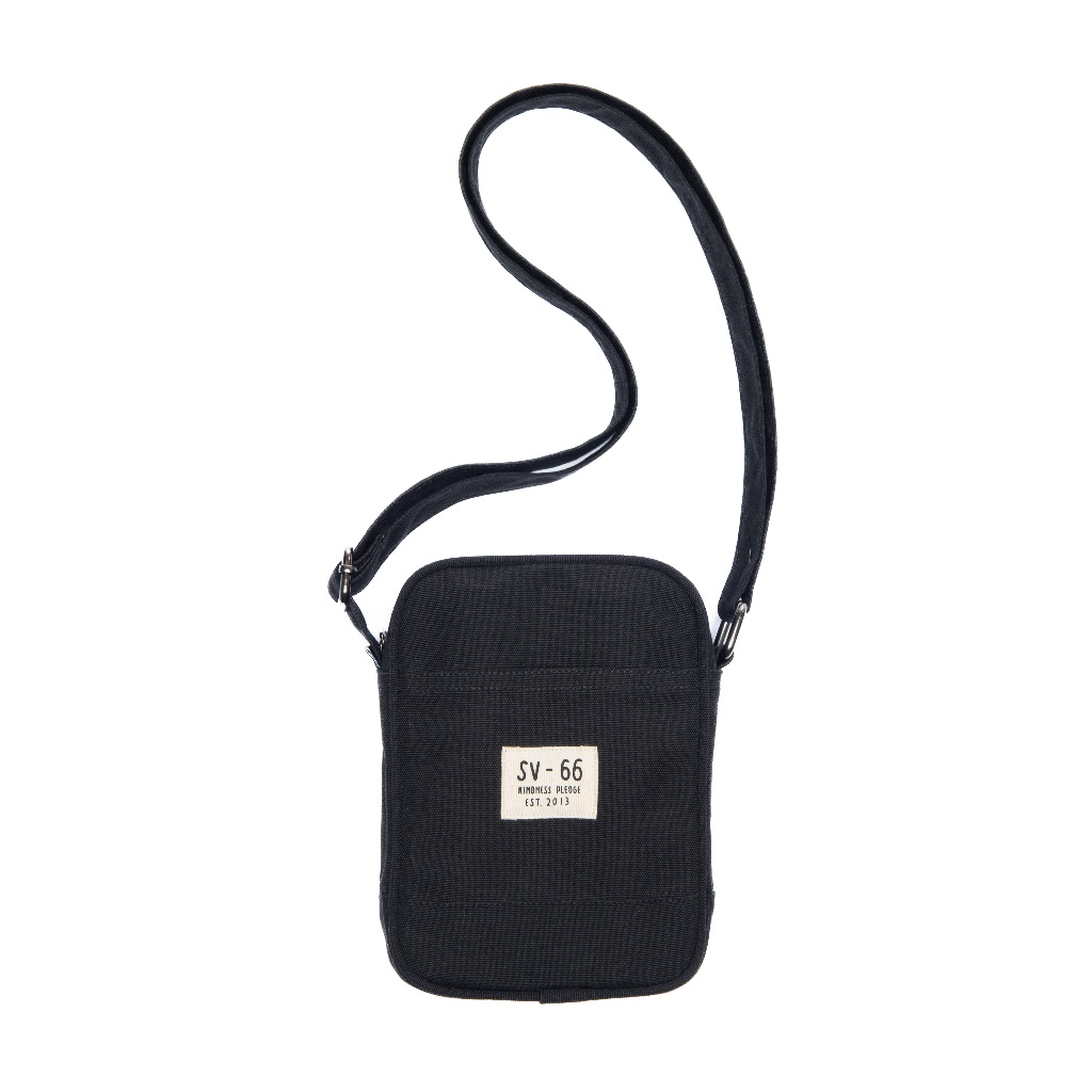 Svggest - Kuoka Black Mini Sling Bag Tas Slempang Pria - Canvas Tas Selempang Hitam