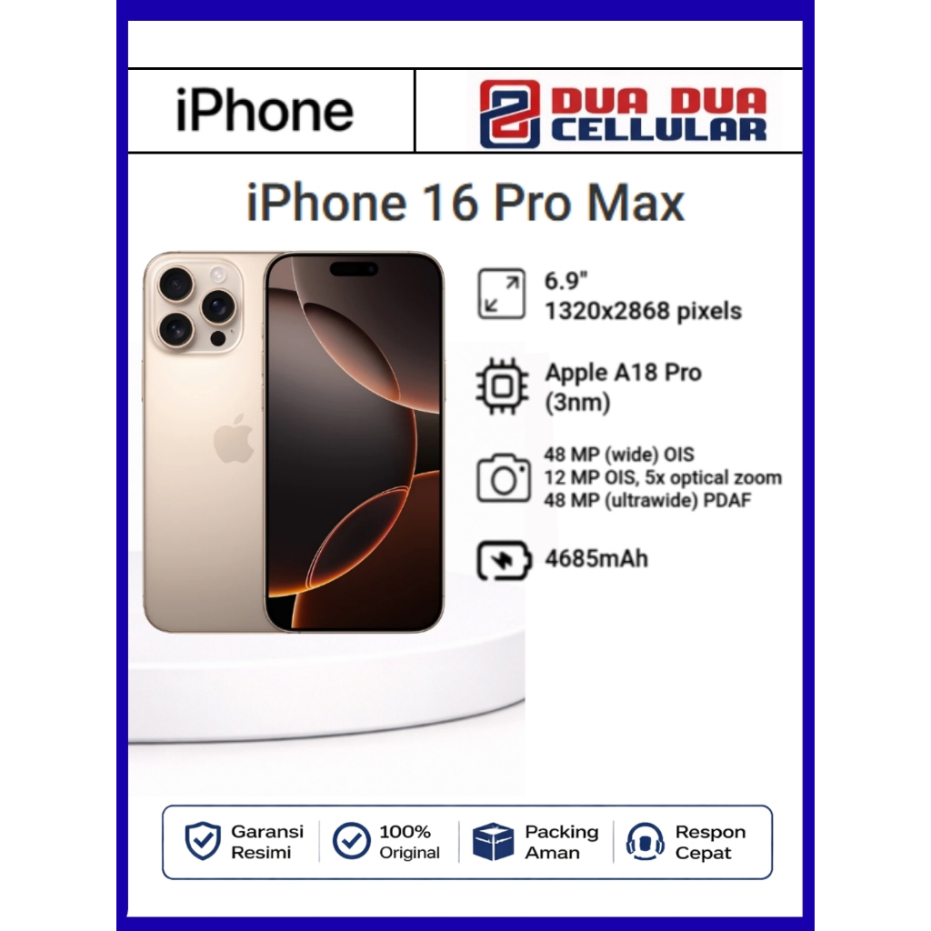 APPLE IPHONE 16 PRO MAX 256 | 512 | 1TB GARANSI RESMI IBOX