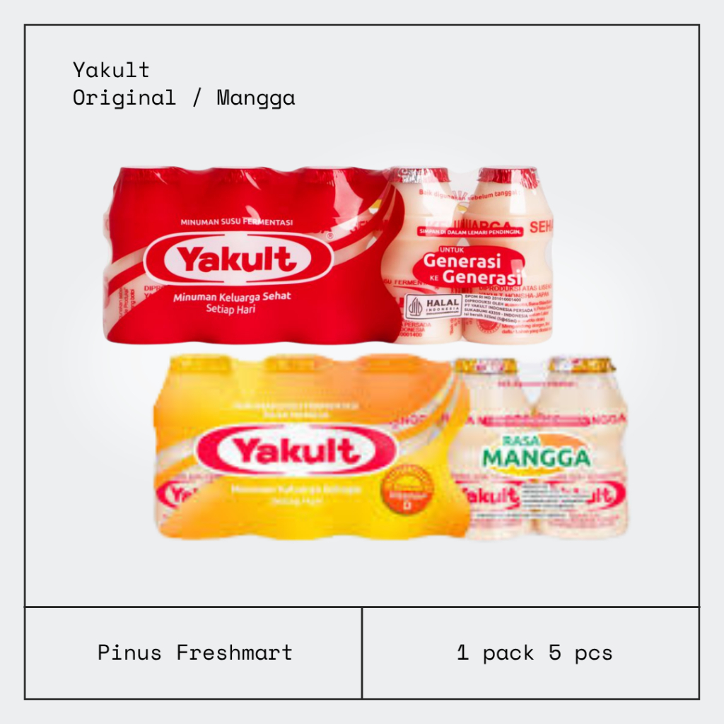 Yakult Susu Fermentasi Probiotik isi 5pcs x 65mL / Yakult Ori / Yakult Mangga