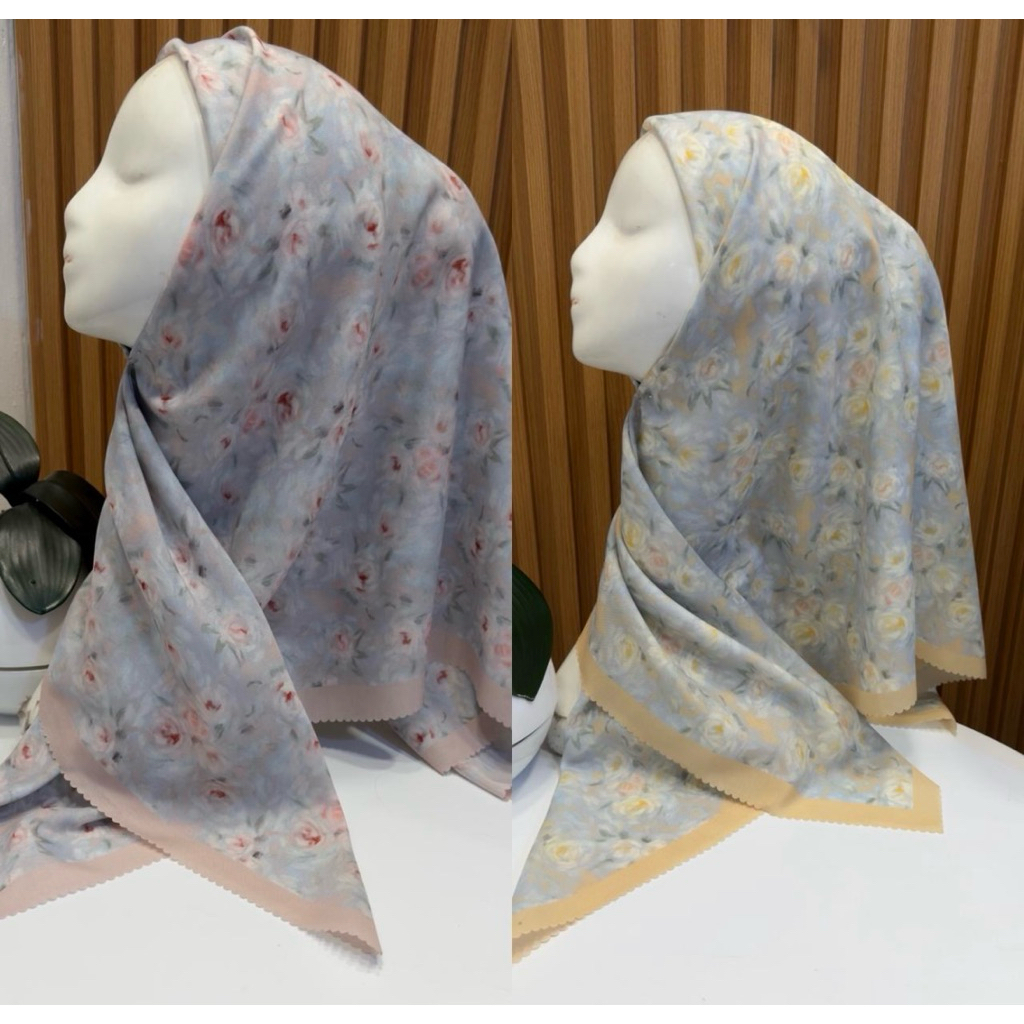 hijab segiempat voal motif bunga jilbab segi4 motif cantik
