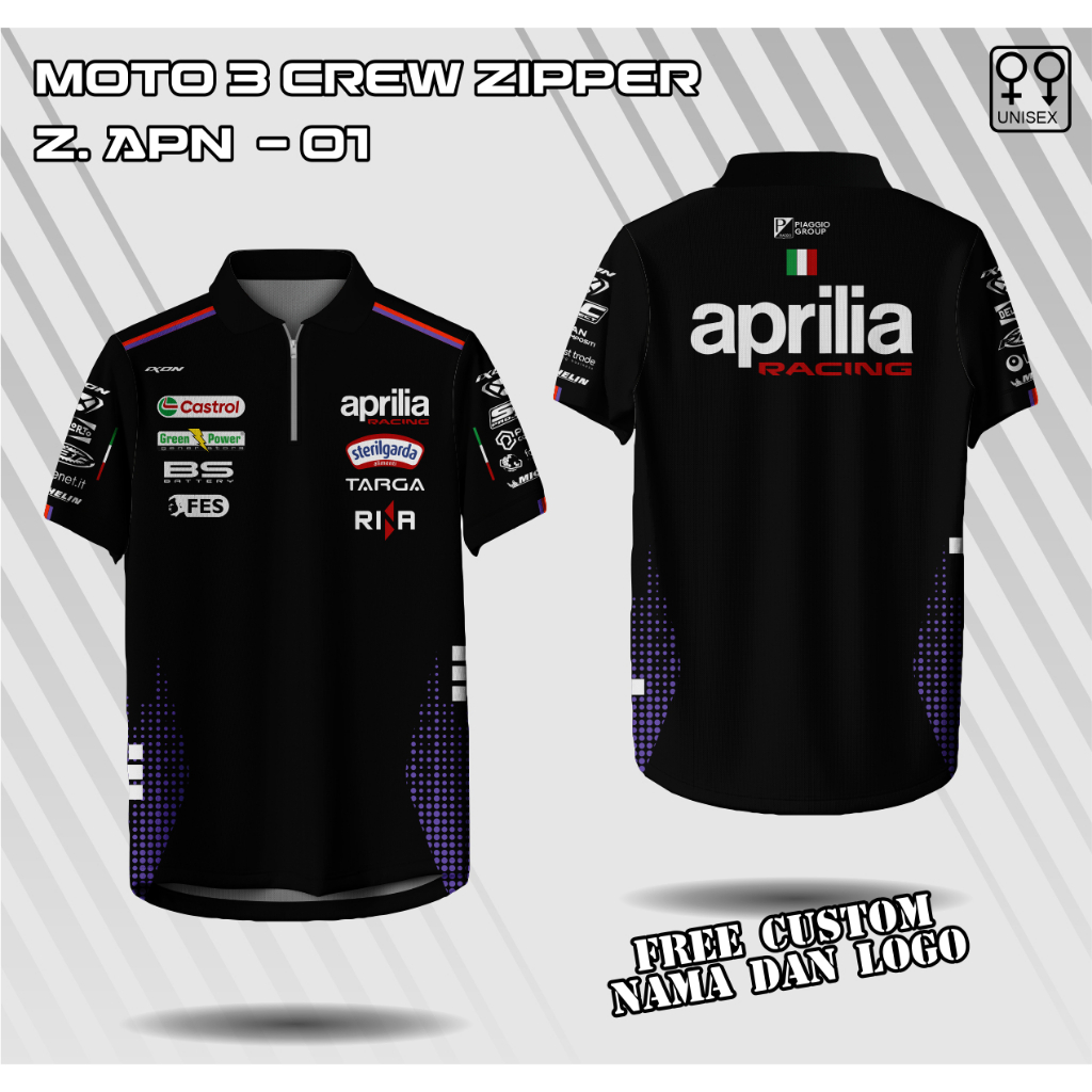 Jersey kerah polo Crew Motogp Aprilia Racing 2026 kerah zipper kaos moto gp aprilia jersey team apri