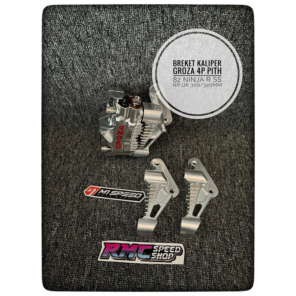 BREKET KALIPER GROZA 4piston pith82 Ninja R ss rr ukuran 300mm 320mm